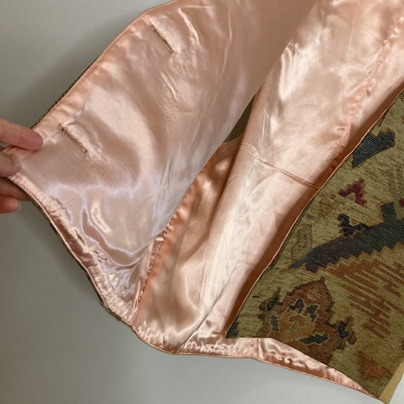 Vintage Tapestry Vest Womens XXL Tan Blue Southwestern Corduroy Waistcoat - Picture 10 of 12